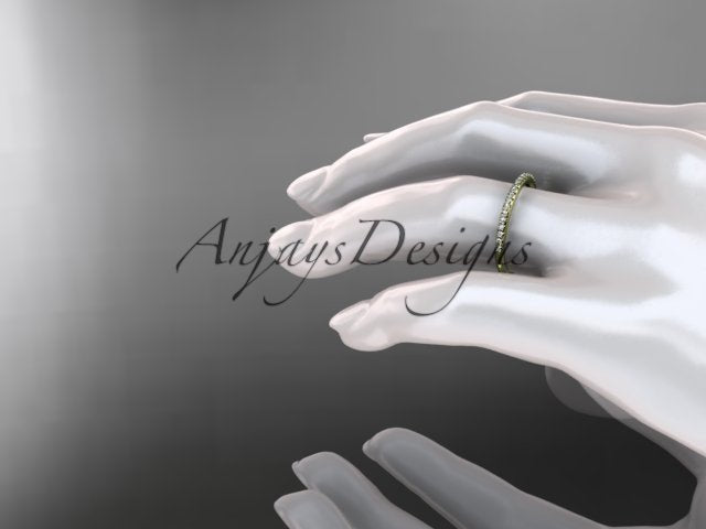 Half Diamond Stacking Eternity Ring 14k Solid Gold 2mm Thin Women's Wedding Band Minimalist Jewelry Anniversary Gift For Her - AnjaysDesigns