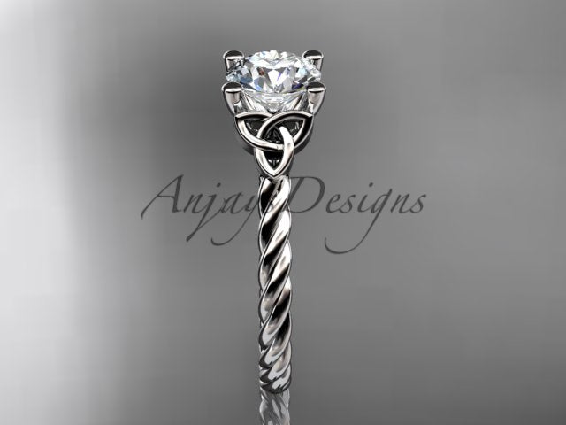 Celtic Engagement Ring Twisted Rope Ring 1 Carat Lab Grown Diamond Solitaire Braided Wedding Dainty Ring