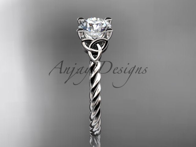 Celtic Engagement Ring Twisted Rope Ring 1 Carat Lab Grown Diamond Solitaire Braided Wedding Dainty Ring - AnjaysDesigns