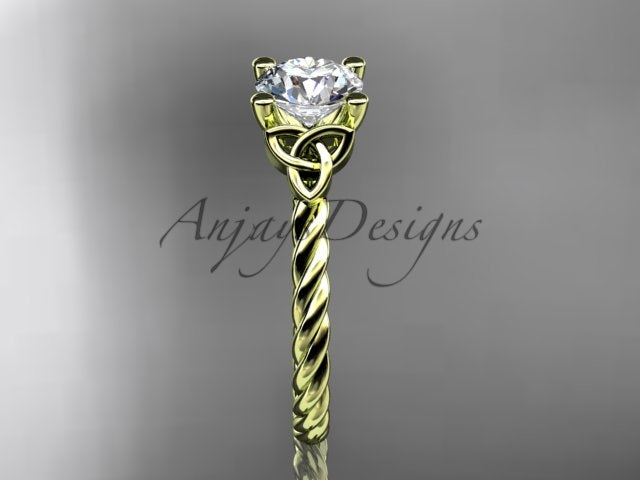 Celtic Engagement Ring Twisted Rope Ring 1 Carat Lab Grown Diamond Solitaire Braided Wedding Dainty Ring