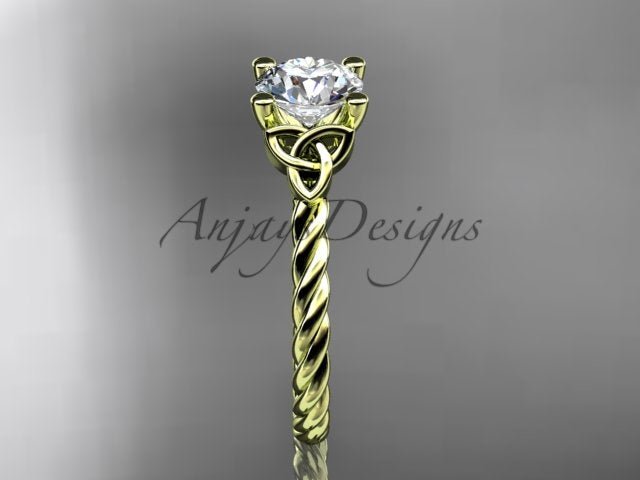 Celtic Engagement Ring Twisted Rope Ring 1 Carat Lab Grown Diamond Solitaire Braided Wedding Dainty Ring - AnjaysDesigns