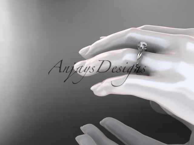 Nature Inspired Diamond Engagement Ring Round 1 Carat Round Lab Grown Diamond Leaf Vine Branch Wedding Ring Dainty Ring