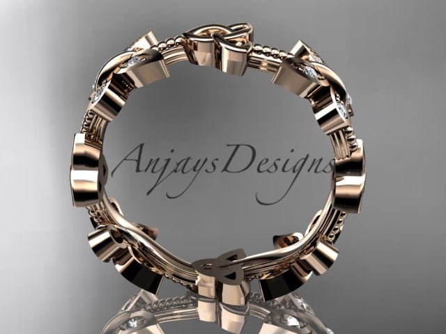 Butterfly Celtic Wedding Band Lab Grown Diamond Ring Nature Inspired Celtic Bridal Band - AnjaysDesigns