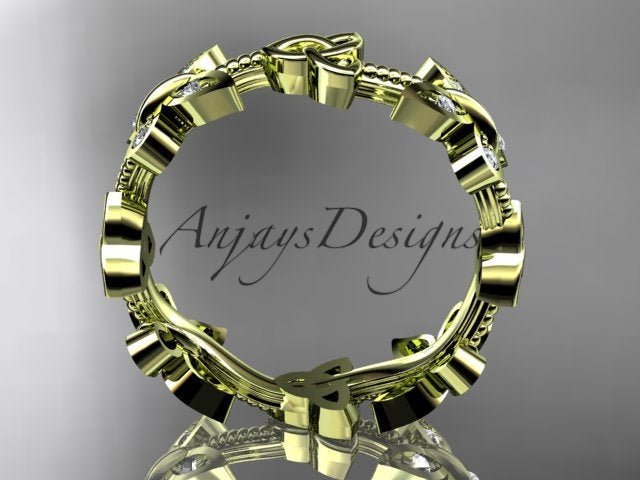 Butterfly Celtic Wedding Band Lab Grown Diamond Ring Nature Inspired Celtic Bridal Band - AnjaysDesigns