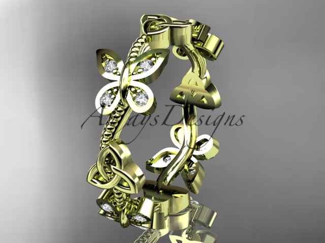 Butterfly Celtic Wedding Band Lab Grown Diamond Ring Nature Inspired Celtic Bridal Band