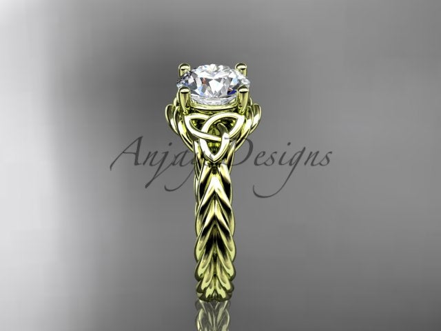 1 Carat Round Lab Grown Diamond Celtic Engagement Ring Rope Triquetra Braided Wedding Ring - 14k yellow gold