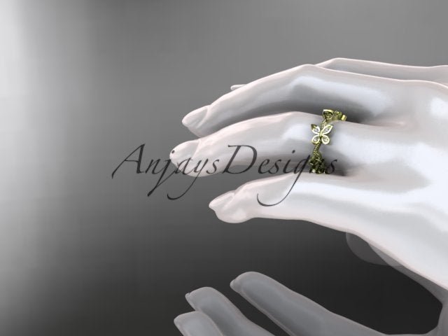 Butterfly Celtic Wedding Band Lab Grown Diamond Ring Nature Inspired Celtic Bridal Band - AnjaysDesigns