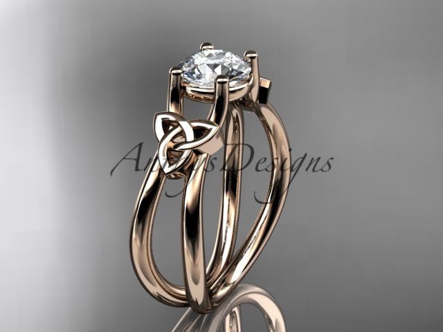 Celtic Diamond Engagement Ring 1 Carat Round Cut D VS1 Engagement Ring Minimalist Ring - AnjaysDesigns