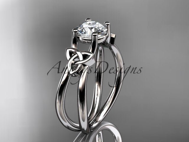 Celtic Diamond Engagement Ring 1 Carat Round Cut D VS1 Engagement Ring Minimalist Ring - AnjaysDesigns