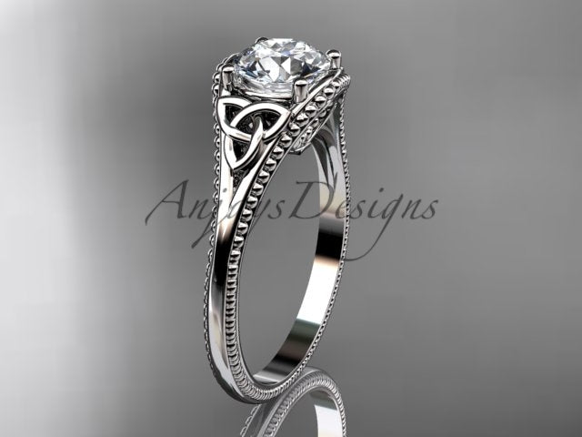 Celtic Diamond Engagement Ring 1 Carat Round Lab Grown Diamond Trinity Knot Ring Unique Solitaire Ring