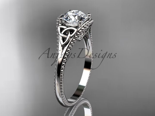 Celtic Diamond Engagement Ring 1 Carat Round Lab Grown Diamond Trinity Knot Ring Unique Solitaire Ring - AnjaysDesigns