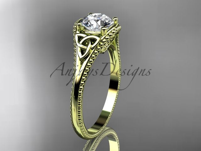 Celtic Diamond Engagement Ring 1 Carat Round Lab Grown Diamond Trinity Knot Ring Unique Solitaire Ring