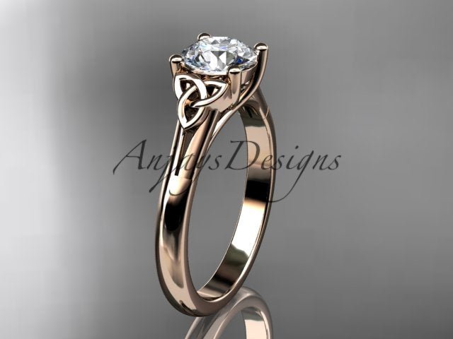 Celtic Diamond Engagement Ring 1 Carat Lab Grown Diamond Trinity Knot Ring Dainty Minimalist Ring - AnjaysDesigns