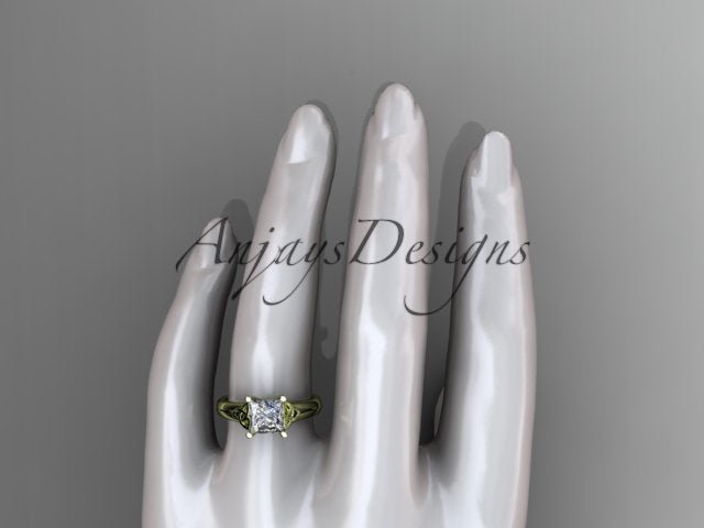 Princess Cut Lab Grown Diamond Ring 14K White Gold Engagement Ring Irish Celtic Engagement Ring IGI Certified - AnjaysDesigns