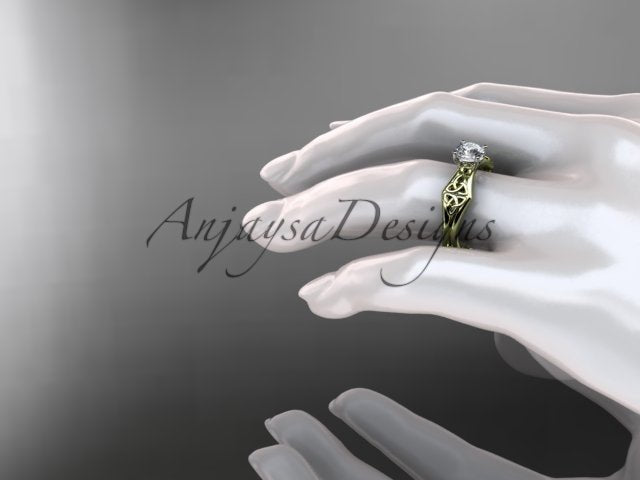 Celtic Engagement Ring 1 Carat Round Brilliant Lab Grown Diamond Trinity Knot Wedding Ring Triquetra Diamond Ring - AnjaysDesigns
