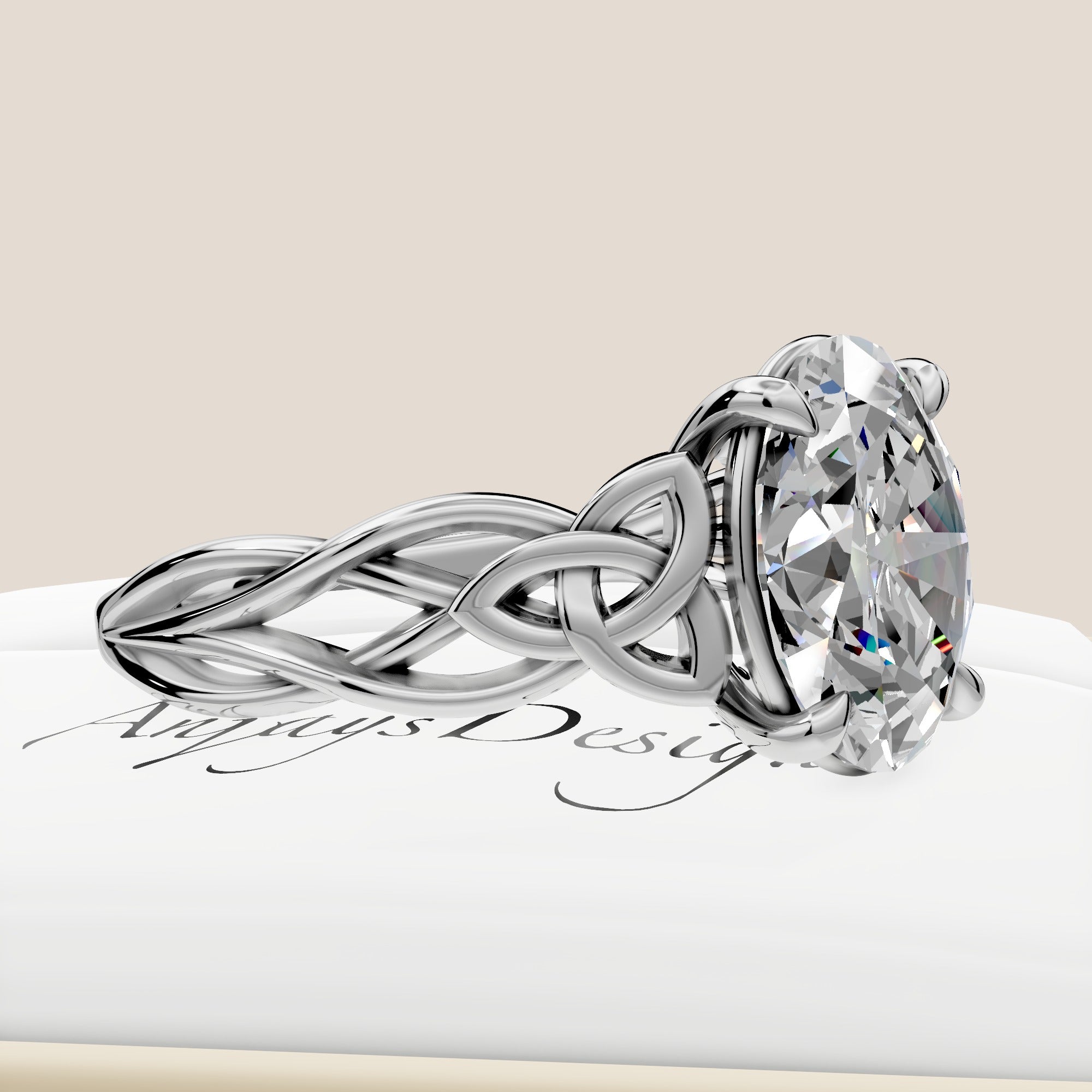 Celtic Engagement Ring Celtic Design 2 Carat Oval Lab Grown Diamond Twisted Irish Wedding Ring
