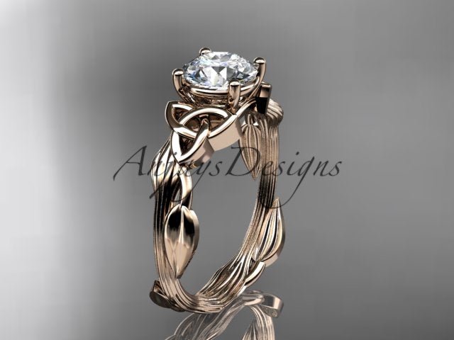 Celtic Diamond Solitaire Wedding Ring 1 CT Lab Grown Diamond Celtic Knot Nature Inspired Engagement Ring - AnjaysDesigns