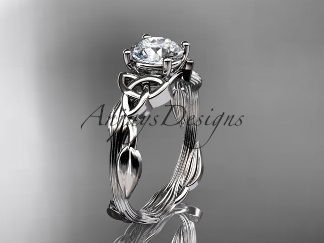 Celtic Diamond Solitaire Wedding Ring 1 CT Lab Grown Diamond Celtic Knot Nature Inspired Engagement Ring - AnjaysDesigns