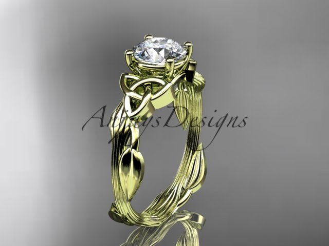 Celtic Diamond Solitaire Wedding Ring 1 CT Lab Grown Diamond Celtic Knot Nature Inspired Engagement Ring - AnjaysDesigns
