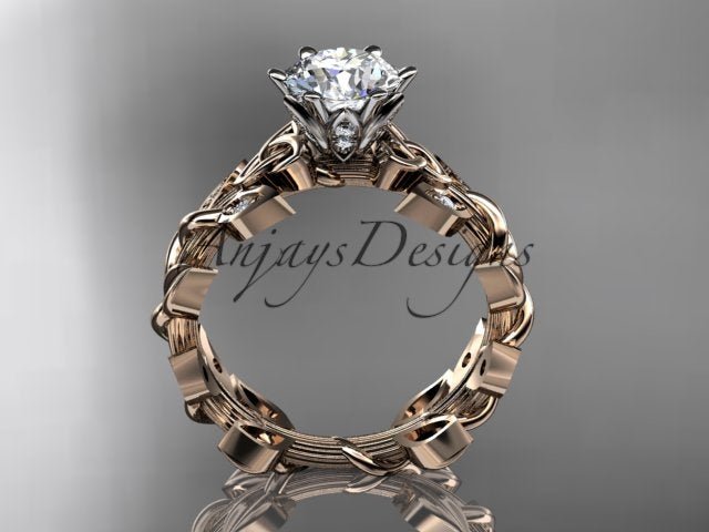 Celtic Engagement Ring Nature Inspired 1 Carat Lab Grown Diamond Trinity Knot Wedding Ring IGI Certified - AnjaysDesigns