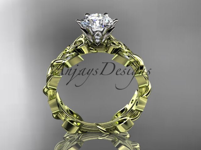 Celtic Engagement Ring Nature Inspired 1 Carat Lab Grown Diamond Trinity Knot Wedding Ring IGI Certified - AnjaysDesigns
