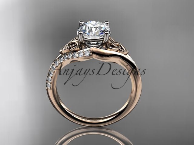 1 Carat Round Brilliant Lab Grown Diamond Celtic Engagement Ring Trinity Knot Symbol Ring - 14k rose gold