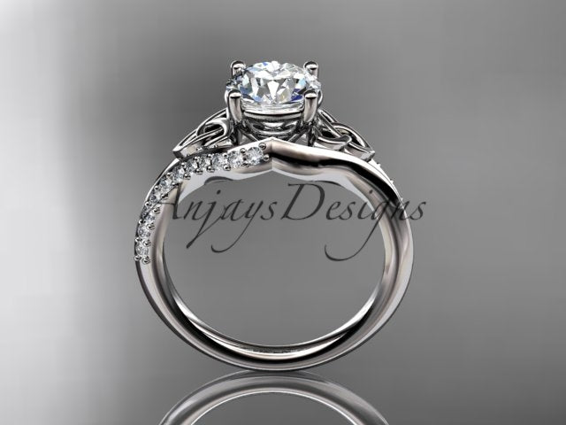 1 Carat Round Brilliant Lab Grown Diamond Celtic Engagement Ring Trinity Knot Symbol Ring - 14k white gold