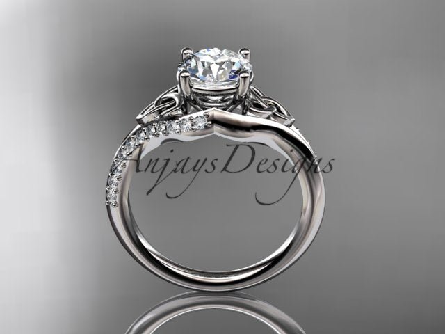 1 Carat Round Brilliant Lab Grown Diamond Celtic Engagement Ring Trinity Knot Symbol Ring - 14k white gold