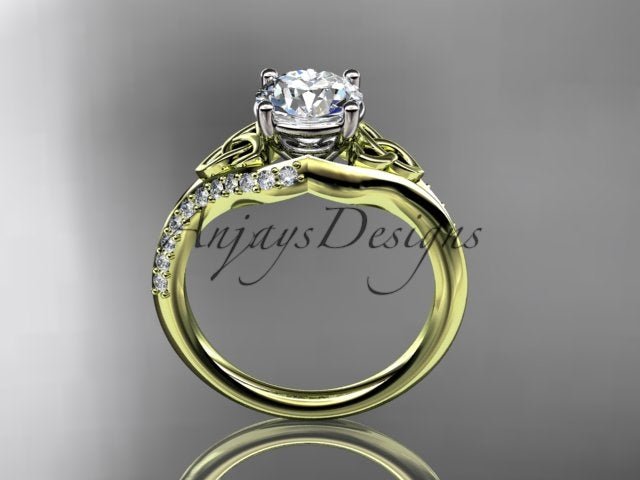 1 Carat Round Brilliant Lab Grown Diamond Celtic Engagement Ring Trinity Knot Symbol Ring - 14k yellow gold