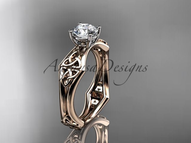 Celtic Engagement Ring 1 Carat Round Brilliant Lab Grown Diamond Trinity Knot Wedding Ring Triquetra Diamond Ring - AnjaysDesigns