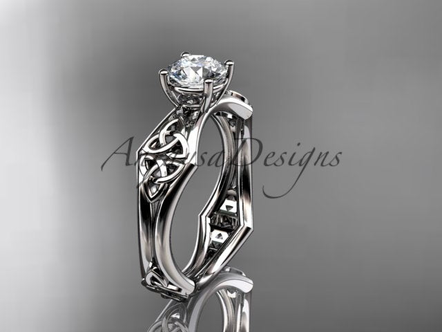 Celtic Engagement Ring 1 Carat Round Brilliant Lab Grown Diamond Trinity Knot Wedding Ring Triquetra Diamond Ring