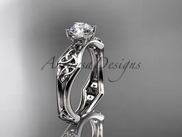 Celtic Engagement Ring 1 Carat Round Brilliant Lab Grown Diamond Trinity Knot Wedding Ring Triquetra Diamond Ring - AnjaysDesigns