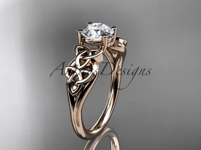 Celtic Engagement Ring 1 Carat Round D VS1 Lab Grown Diamond Solitaire Ring Trinity Knot Ring - AnjaysDesigns