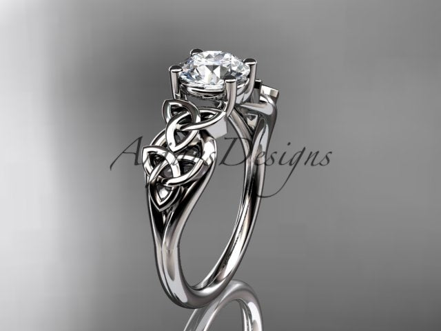 Celtic Engagement Ring 1 Carat Round D VS1 Lab Grown Diamond Solitaire Ring Trinity Knot Ring