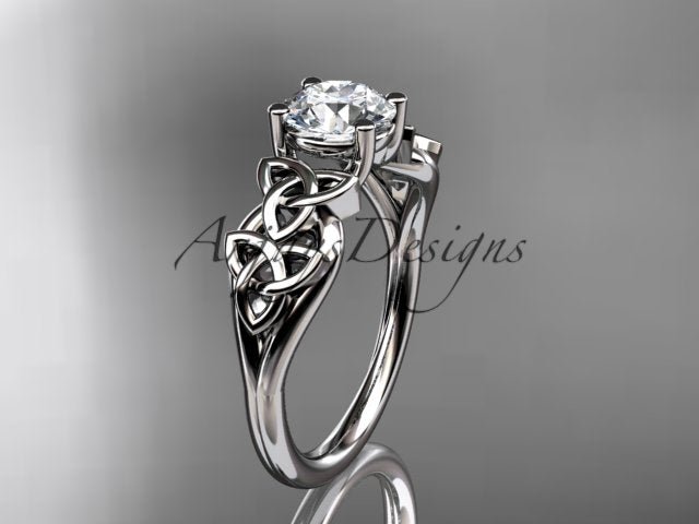 Celtic Engagement Ring 1 Carat Round D VS1 Lab Grown Diamond Solitaire Ring Trinity Knot Ring - AnjaysDesigns