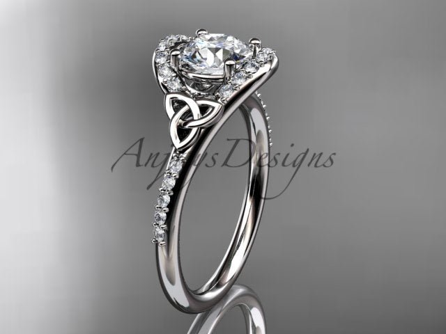 Celtic Engagement Ring 1 Carat Round Lab Grown Diamond Ring Trinity Knot Thin Engagement Ring Dainty Ring - AnjaysDesigns