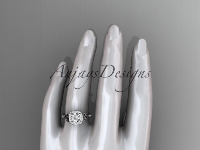 Celtic Engagement Ring 1 CT Round Lab Grown Diamond Halo Ring CVD Diamond - AnjaysDesigns