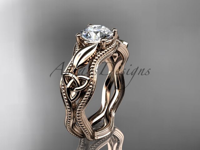 Celtic Engagement Ring Diamond Trinity Knot Ring 1 Carat Lab Grown Engagement Ring - AnjaysDesigns