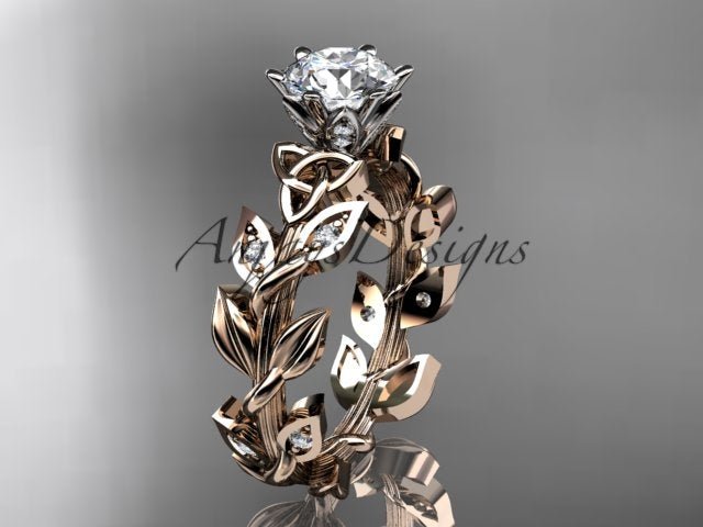 Celtic Engagement Ring Nature Inspired 1 Carat Lab Grown Diamond Trinity Knot Wedding Ring IGI Certified - AnjaysDesigns