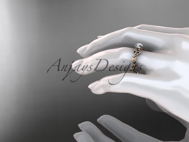 Nature Inspired Celtic Engagement Ring 1 Carat Diamond Trinity Knot Nature Ring IGI - side view