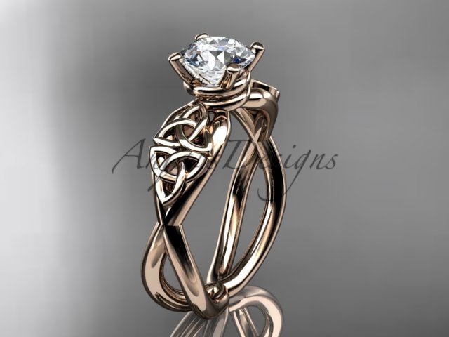 Celtic Engagement Ring Trinity Knot Ring Lab Grown Round Diamond Wedding Ring - AnjaysDesigns