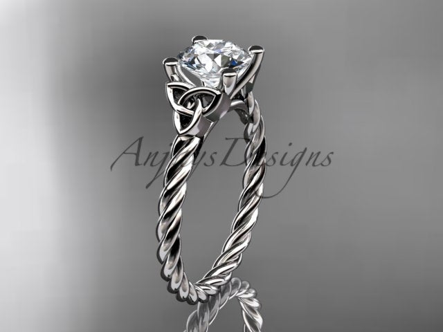 Celtic Engagement Ring Twisted Rope Ring 1 Carat Lab Grown Diamond Solitaire Braided Wedding Dainty Ring