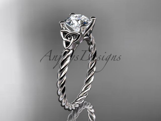 Celtic Engagement Ring Twisted Rope Ring 1 Carat Lab Grown Diamond Solitaire Braided Wedding Dainty Ring - AnjaysDesigns