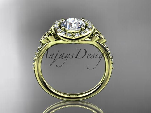 1 Carat Diamond Celtic Engagement Ring Lab Grown Diamond Halo Ring Trinity Knot Eternal Love Ring - AnjaysDesigns