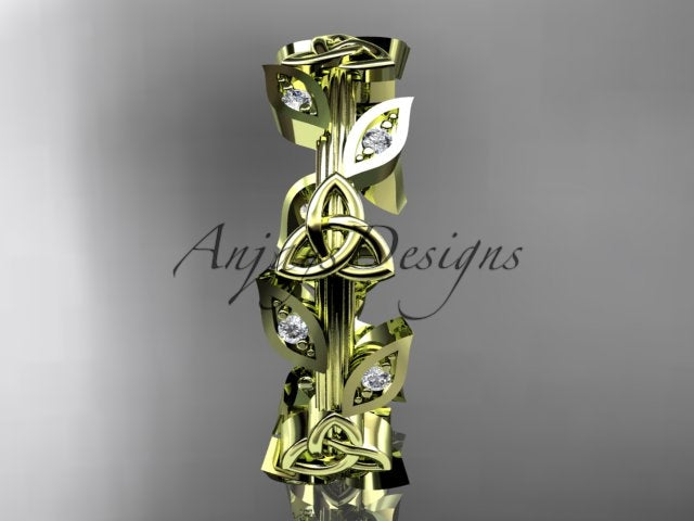 Celtic Wedding Band Nature Inspired Lab Grown Diamond Ring Celtic Knot Bridal Band