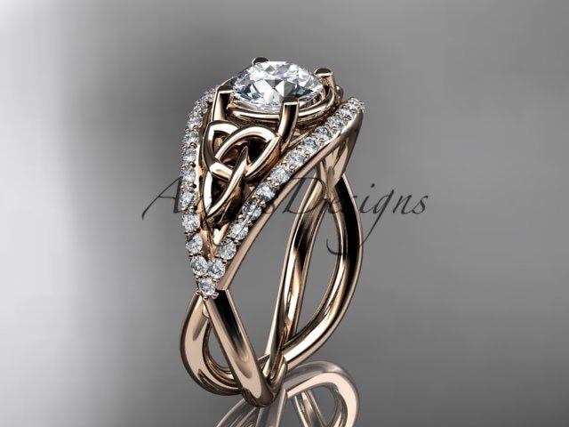 Celtic Knot Engagement Ring 1 Carat Lab Grown Round Diamond Unique Irish Diamond Wedding Ring - AnjaysDesigns