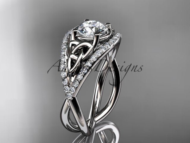 Celtic Knot Engagement Ring 1 Carat Lab Grown Round Diamond Unique Irish Diamond Wedding Ring - AnjaysDesigns