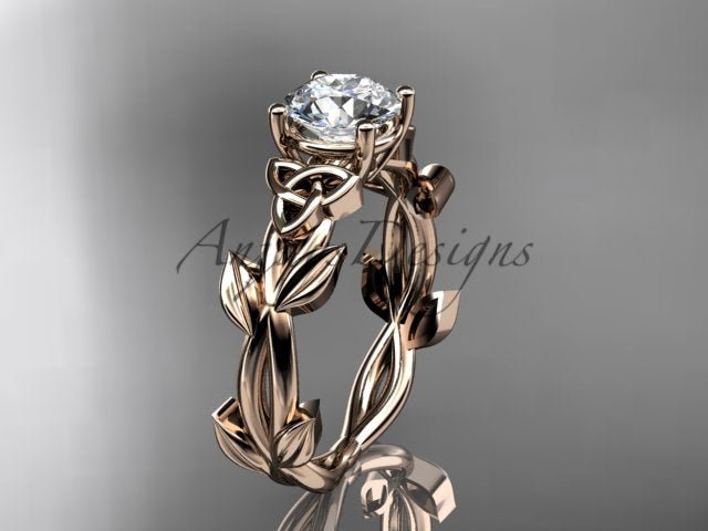 Celtic Knot Engagement Ring 1 CT Lab Grown Diamond Nature Inspired - AnjaysDesigns