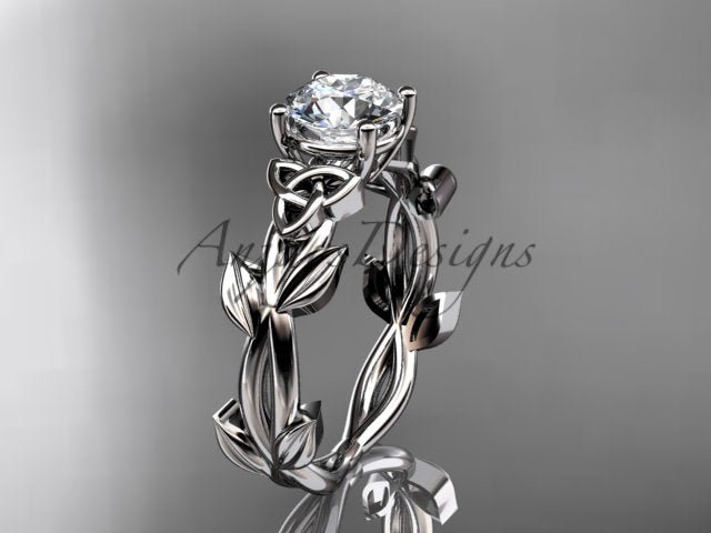 Celtic Knot Engagement Ring 1 CT Lab Grown Diamond Nature Inspired - AnjaysDesigns