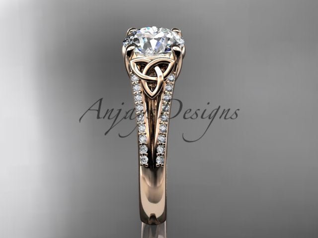 1 Carat Lab Grown Diamond Engagement Ring Celtic Round Brilliant Diamond Ring Celtic Knot Ring - AnjaysDesigns